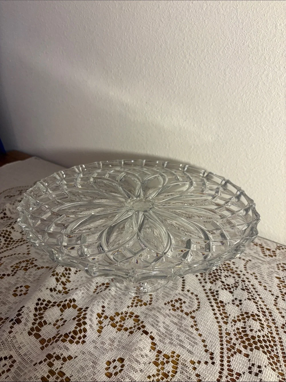 Clear Pressed Glass Pedestal Cake Stand